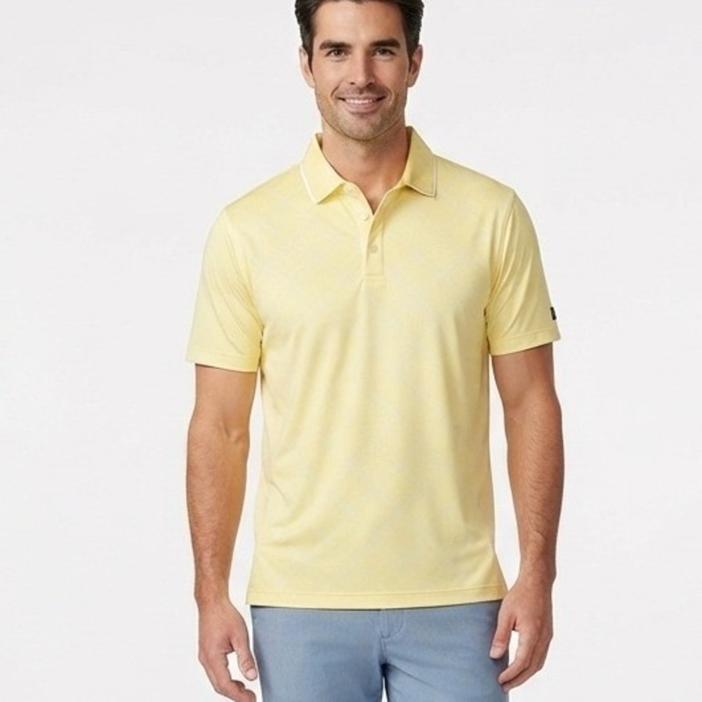 Greg Norman Tasso Elba Play Dry Men's Yellow Polo Shirt Short Sleeve Golf Size L